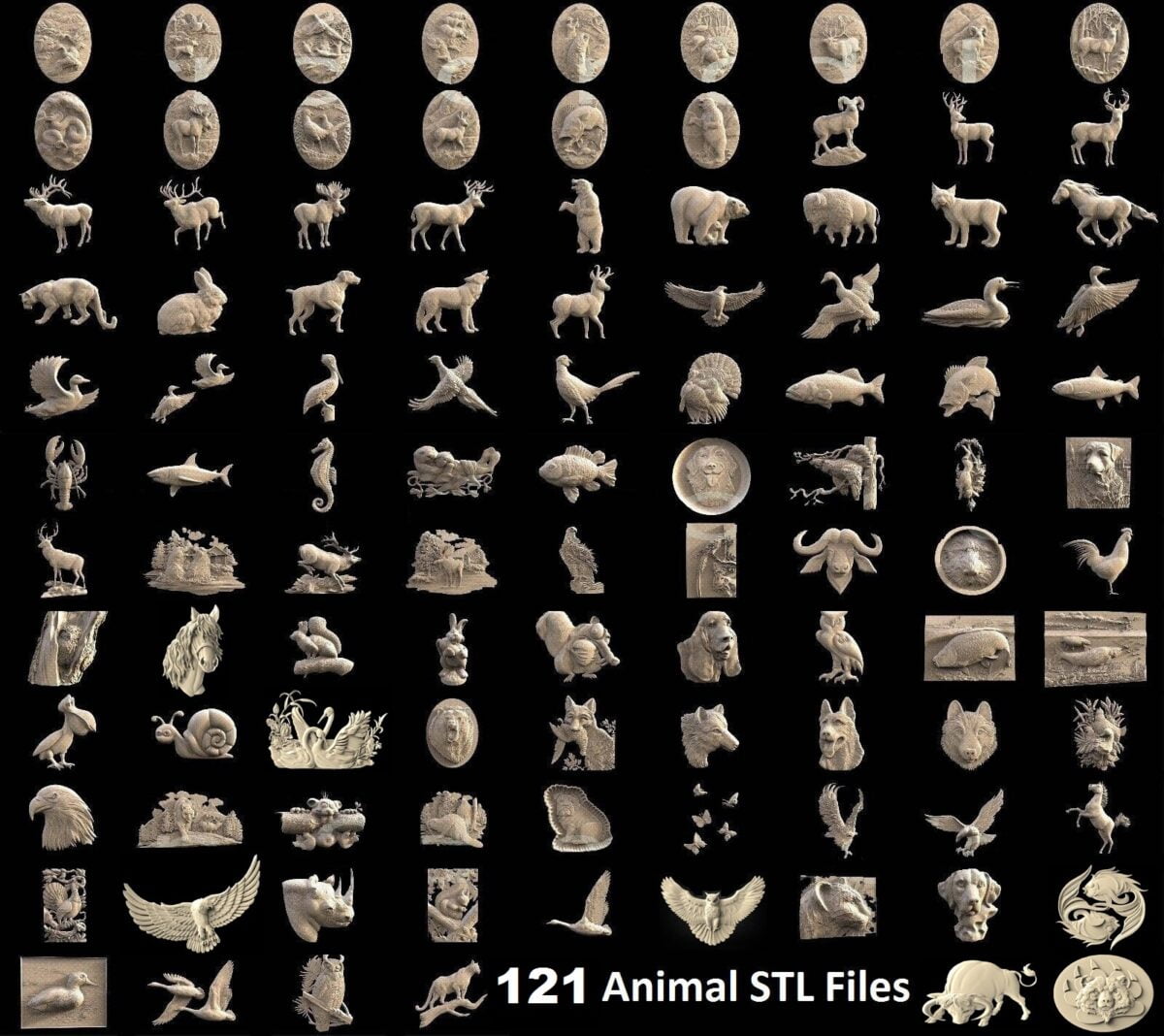 121 Pcs Animals 3d Stl Models Collection - free stl models for 3d printer