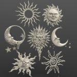 7 PCS SUN Moon ORNAMENTS 3D STL MODELS COLLECTION
