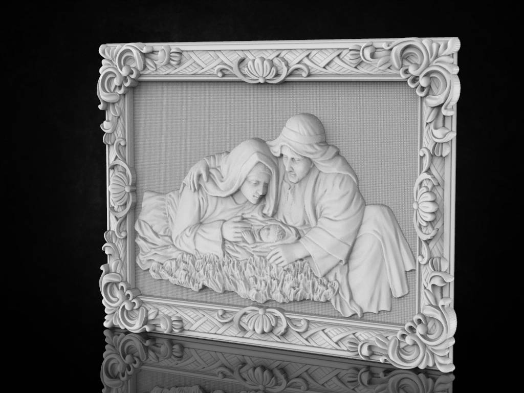 Christmas panno 3d STL file Birth of Jesus Model for CNC Router Machine 