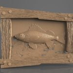 fish in rustic frame cnc file model
