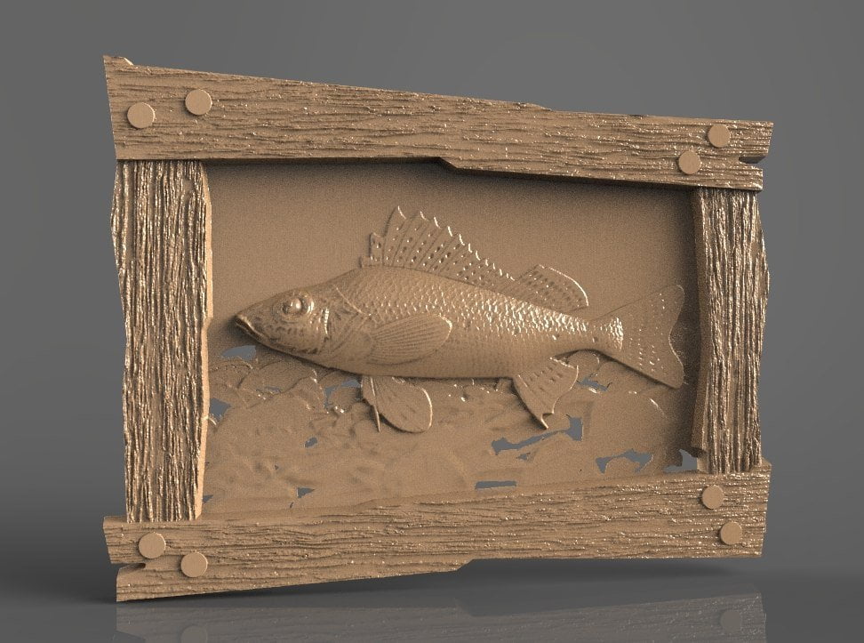fish in rustic frame cnc file model