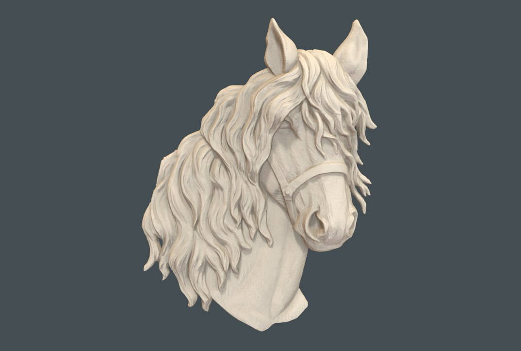 horse head 3D model relief STL model for CNC Router carving 