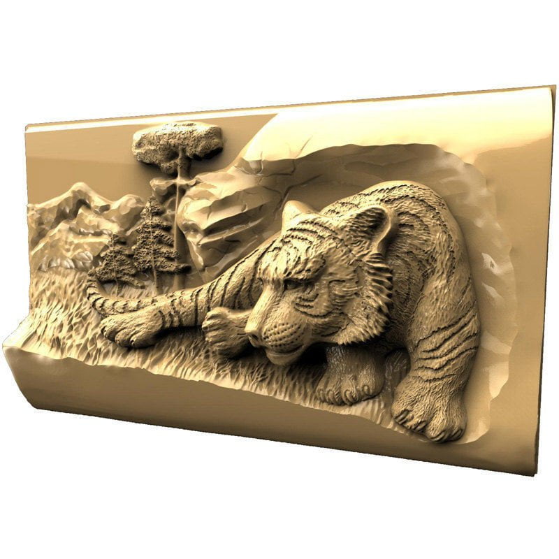 3D Model STL for CNC Router Carving Artcam Aspire Tiger Bengal Animal 080 