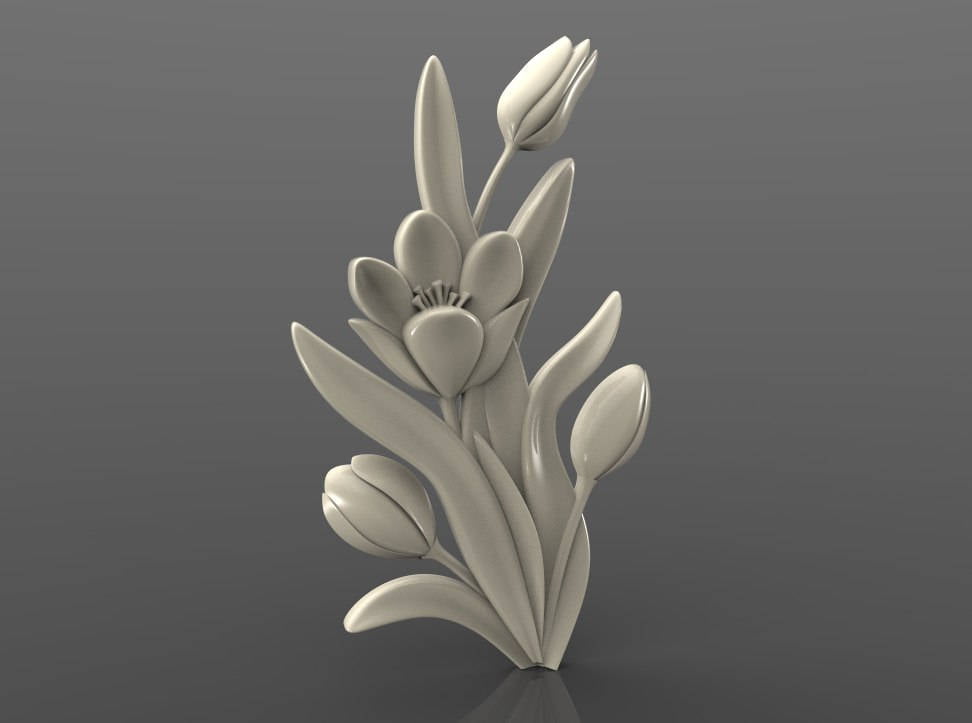 tulips cnc file decor model
