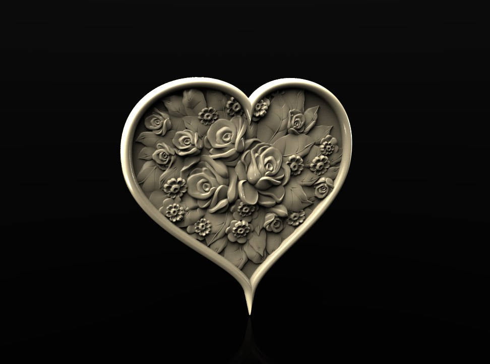 Heart Rosespanno decor stl model