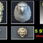 5 Pc 3d STL Model for CNC  Router Engraver Carving Machine Relief Artcam Aspire 
