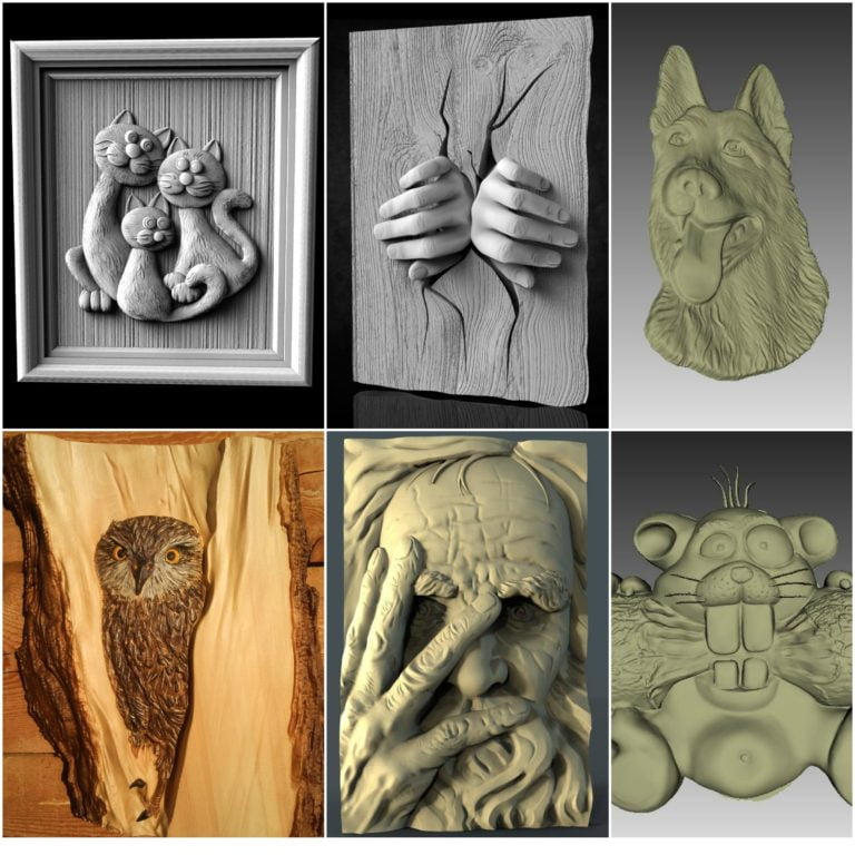 6 Pcs 3D STL Models for CNC Router Engraver Carving Machine Relief Artcam A...