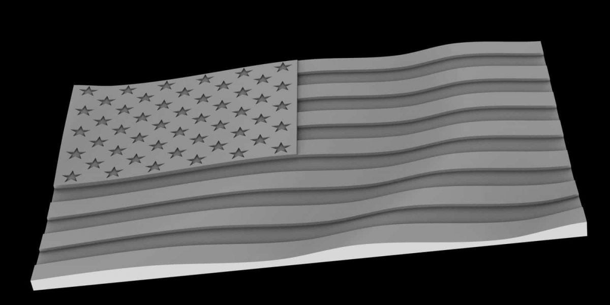 3D STL Model for CNC Router Carving Artcam Aspire USA Flag America Eagle D624 