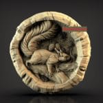 Squirrel in a Log 3D STL Model file