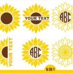 6 Sunflower Bundle pack in SVG, PNG, EPS files