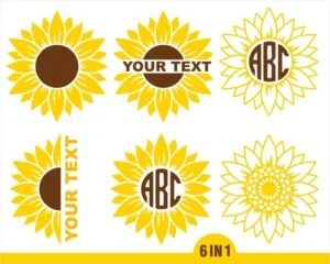 6 Sunflower Bundle pack in SVG, PNG, EPS files
