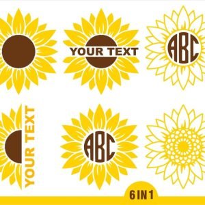 6 Sunflower Bundle pack in SVG, PNG, EPS files