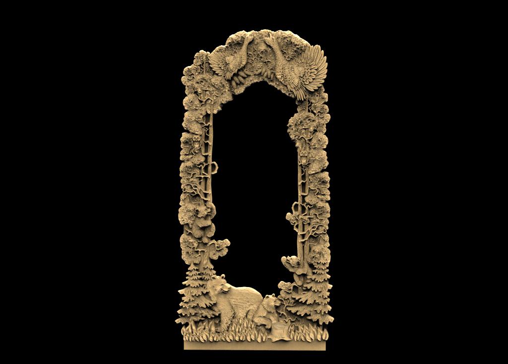 Frame with wood Grouses and Bears stl file