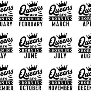 Queens Are Born In SVG, January, February, March, Birthday SVG, Birthday Queen SVG, For Cricut, For Silhouette, Cut File, Dxf, Png, Svg