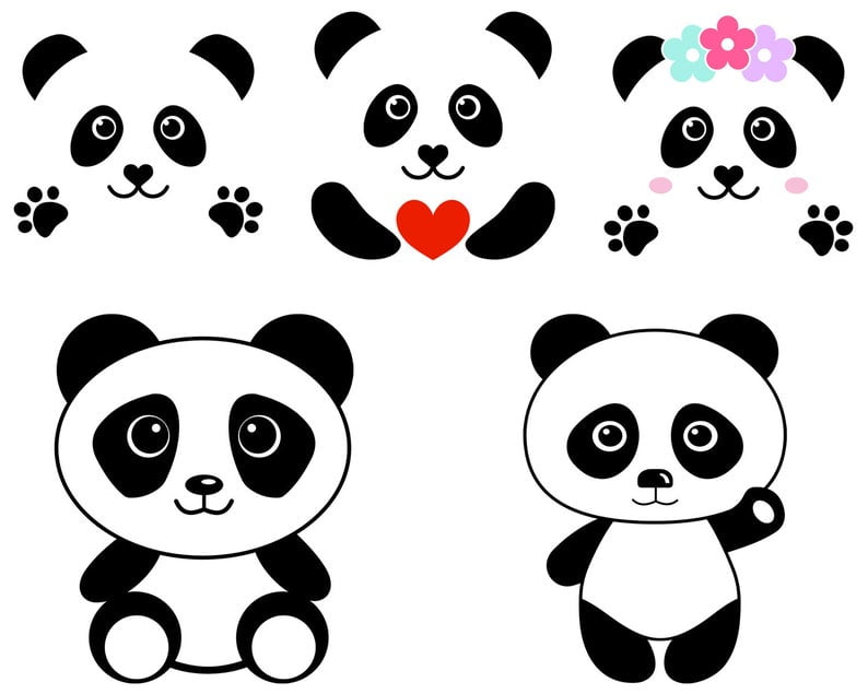 Panda SVG Panda Face SVG File Cute Panda Head Clipart Vector Files - 3D