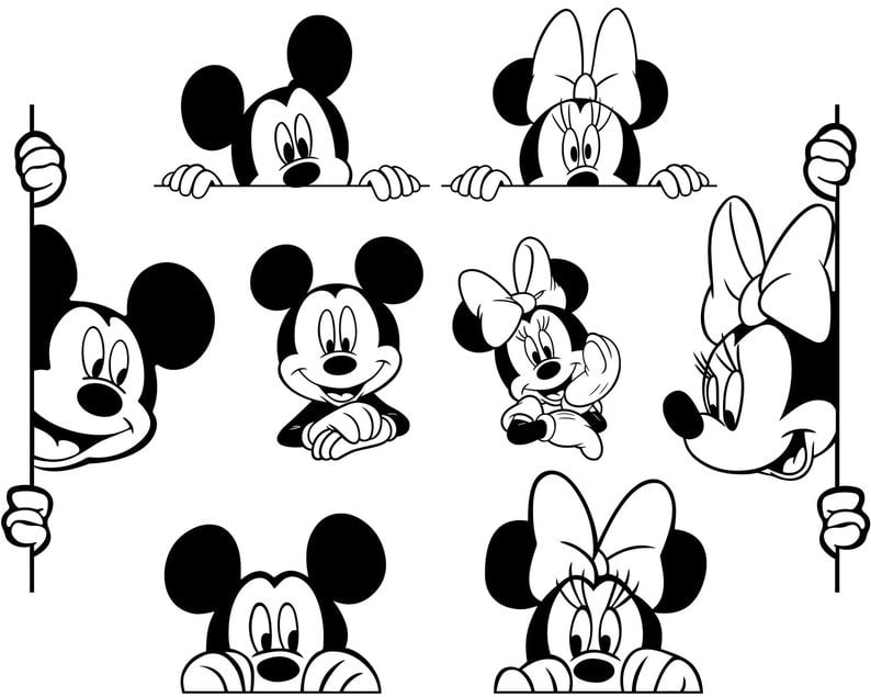 Mickey Mouse SVG, Minnie Mouse SVG, Disney Character, Clipart, Cricut, Silhouette, Cut File, Vector, Vinyl File, Eps, Png, Pdf, Dxf
