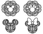 Mickey Mouse SVG, Minnie Mouse SVG, Mickey Head, Minnie Bow, Mandala, Tshirt Svg Design, For Cricut, For Silhouette, Cut File, Dxf, Eps, Png