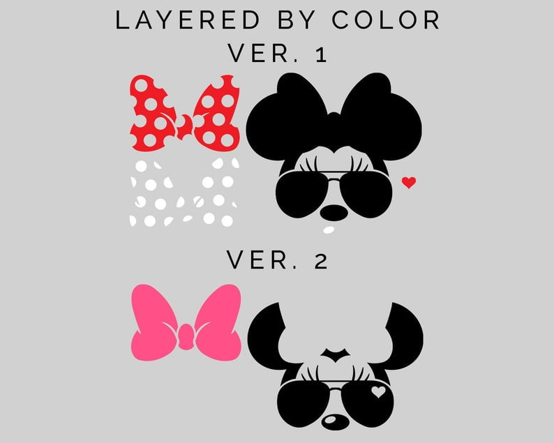 Mickey SVG Sunglasses, Mickey Mouse SVG, Minnie Bow Svg, Minnie Sunglasses Svg, Disney SVG, Cricut, Silhouette, Cut File, Clipart, Png
