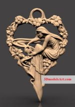 Heart Girl 3D STL Necklace Model