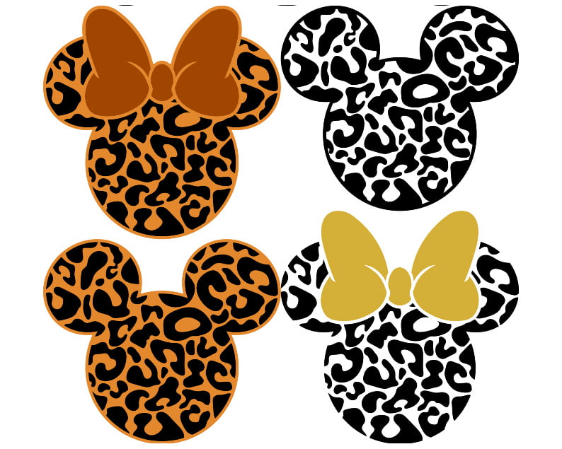 Mickey Leopard SVG, Mickey Cheetach SVG, Mickey Flower SVG, Mickey Outline, Minnie Svg, For Cricut, For Silhouette, Cut File, Dxf, Png