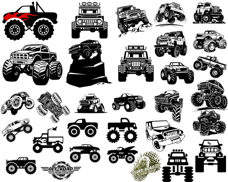 Monster Truck SVG, Truck Svg, Off Road Svg, Vehicle, Car, For Cricut, For Silhouette, Cut File, Vector, Vinyl File, Eps, Dxf, Png, Svg