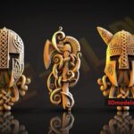 Helmets and Ax in the Ornament 3D STL Models