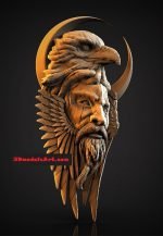 Warrior with an Eagle 3D STL Model for CNC or 3D Printer