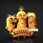 Minions Welcome 3D STL Model  for CNC Router or 3D Printing
