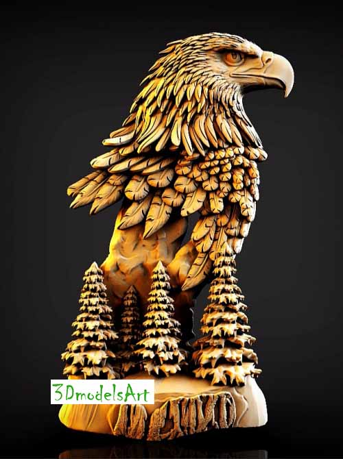 Mountain Eagle 3D STL Model  for CNC Router or 3D Printing