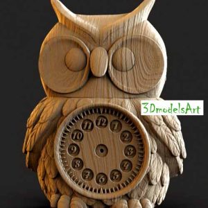 Owl Clock 3D STL Model  for CNC Router or 3D Printing